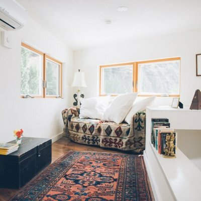 The lounge of the Penthouse with couch.